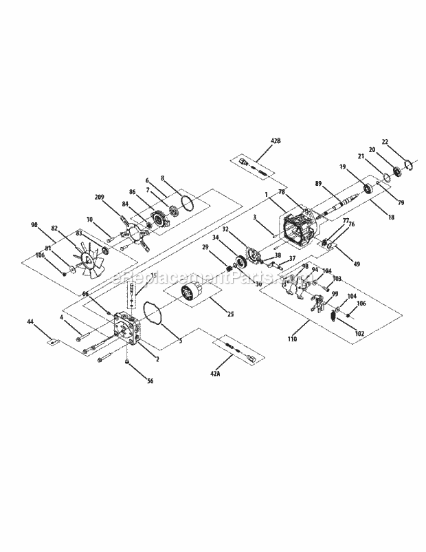 Hydraulic Pump Right Hand Diagram and Parts List for M54-KH (53BH8CT4050) (2011 & After) Cub Cadet Sprayer